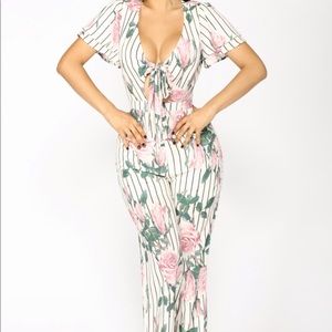 Pink spring pants romper